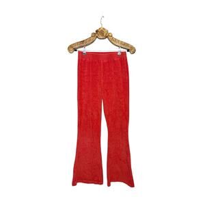 American Eagle Aerie Pants Flare Ribbed Velour Red Orange Rust Groove On Small
